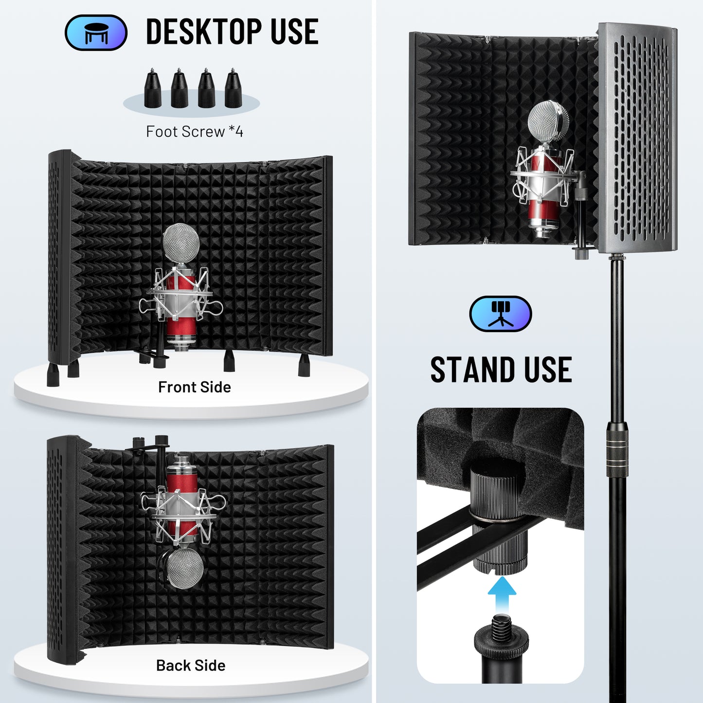 Foldable Microphone Isolation Shield