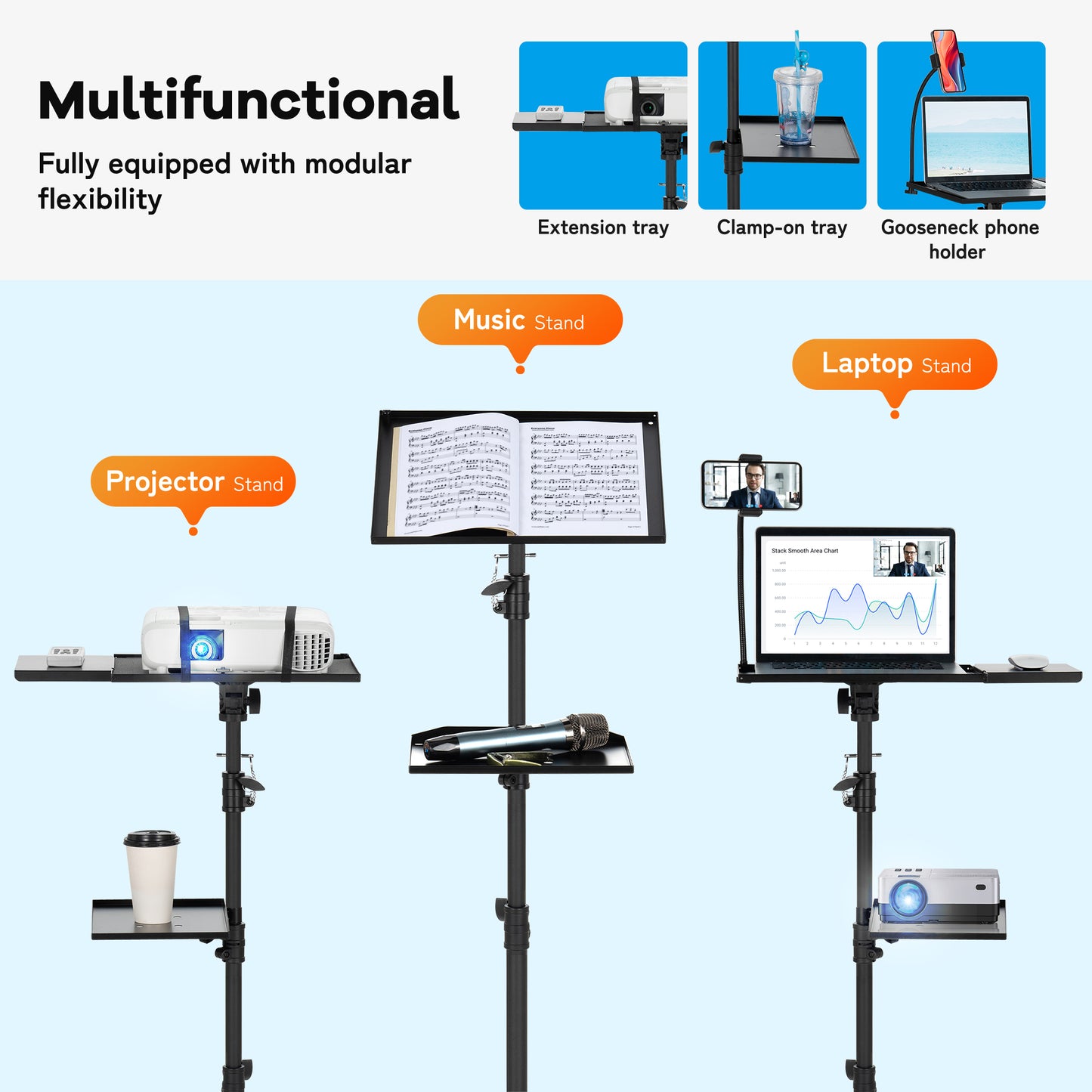 Rolling Projector & Laptop Stand