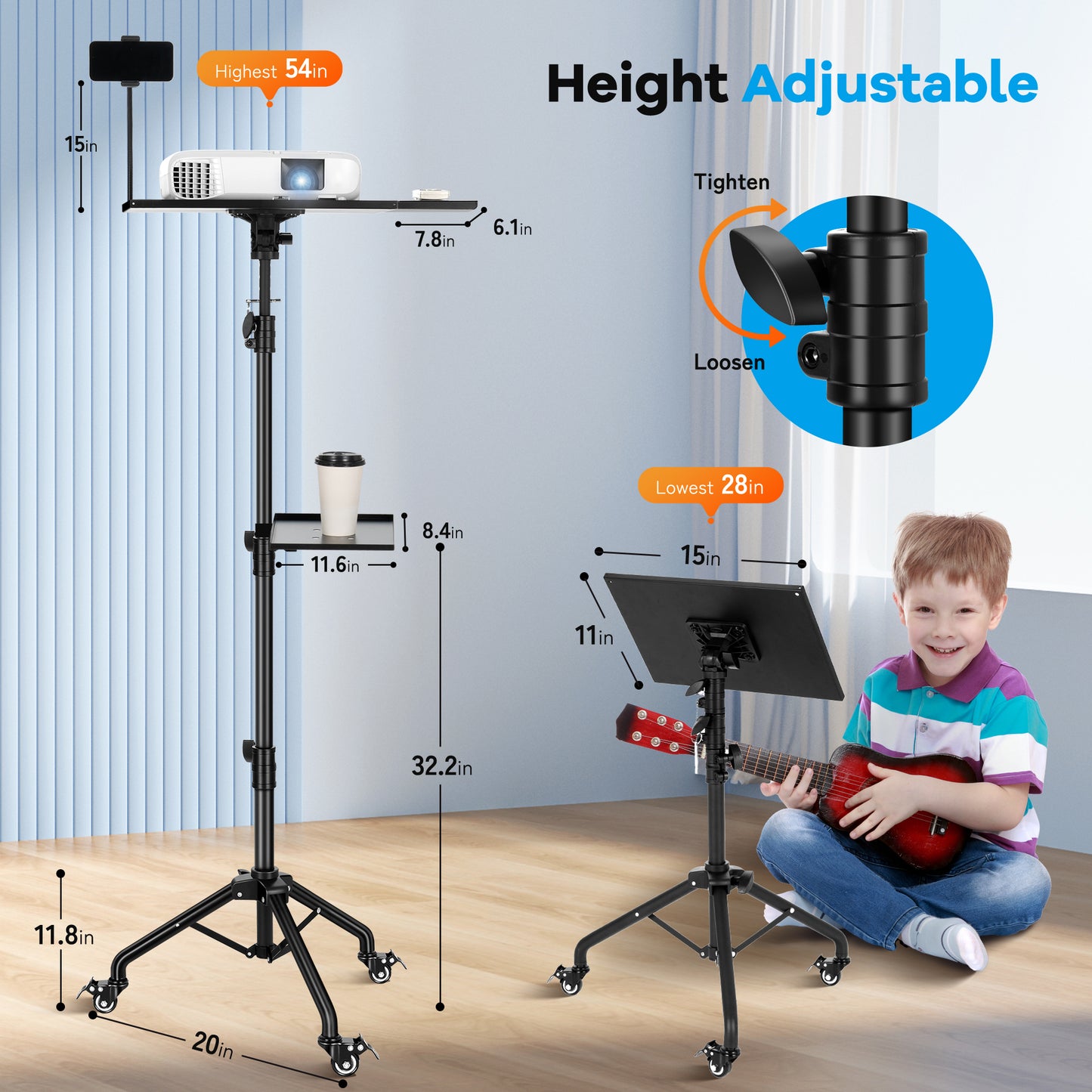 Rolling Projector & Laptop Stand