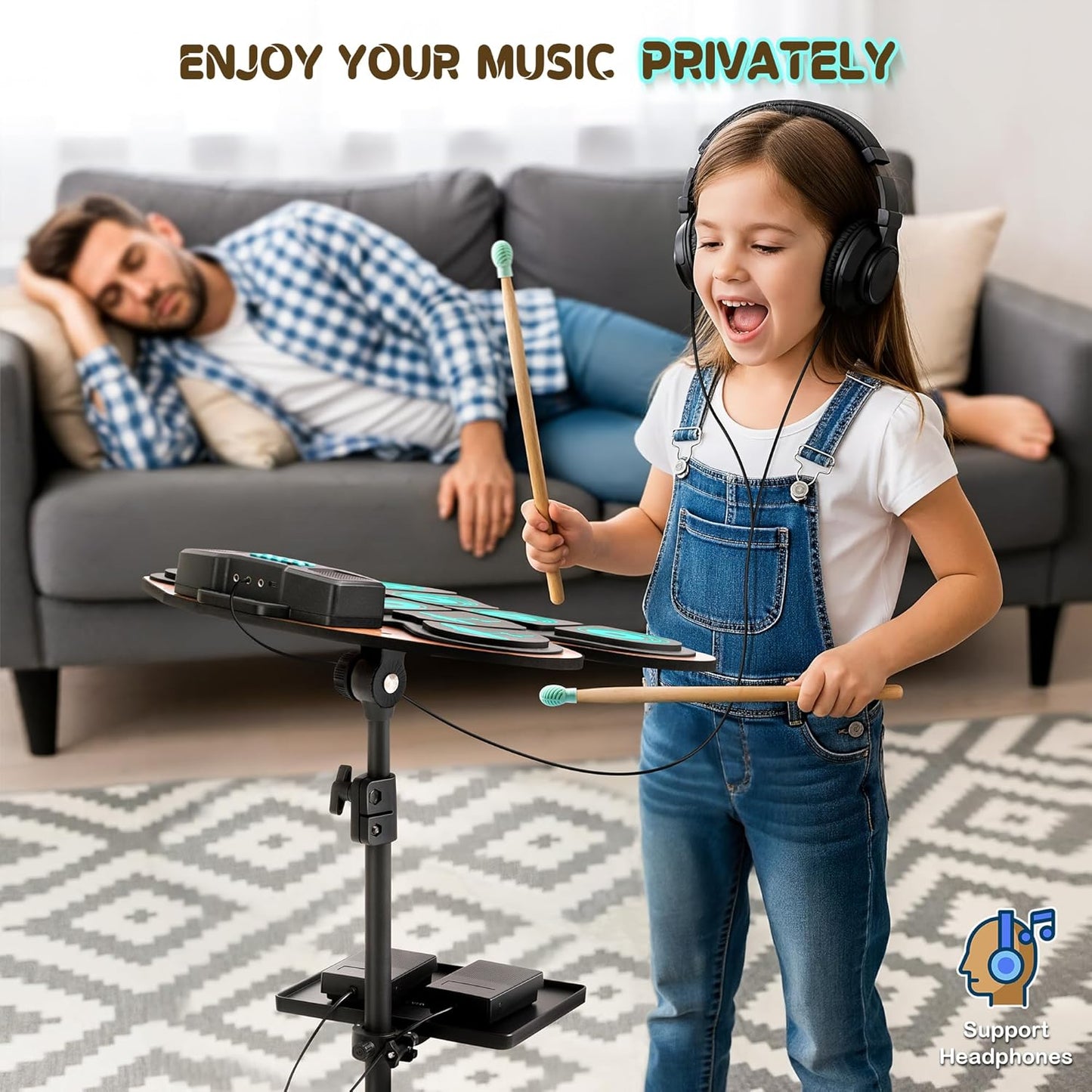 9-Pads Electronic Drum Set