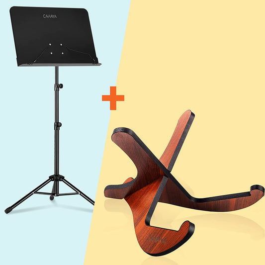 Sheet Music Stand+Universal Wooden Guitar Stand