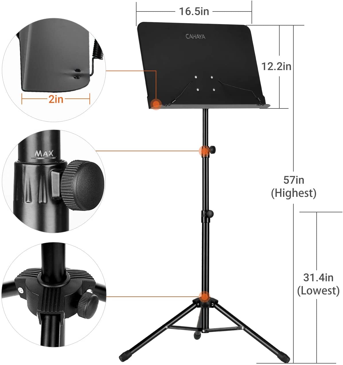 Adjustable Height: 31.4–57 inches