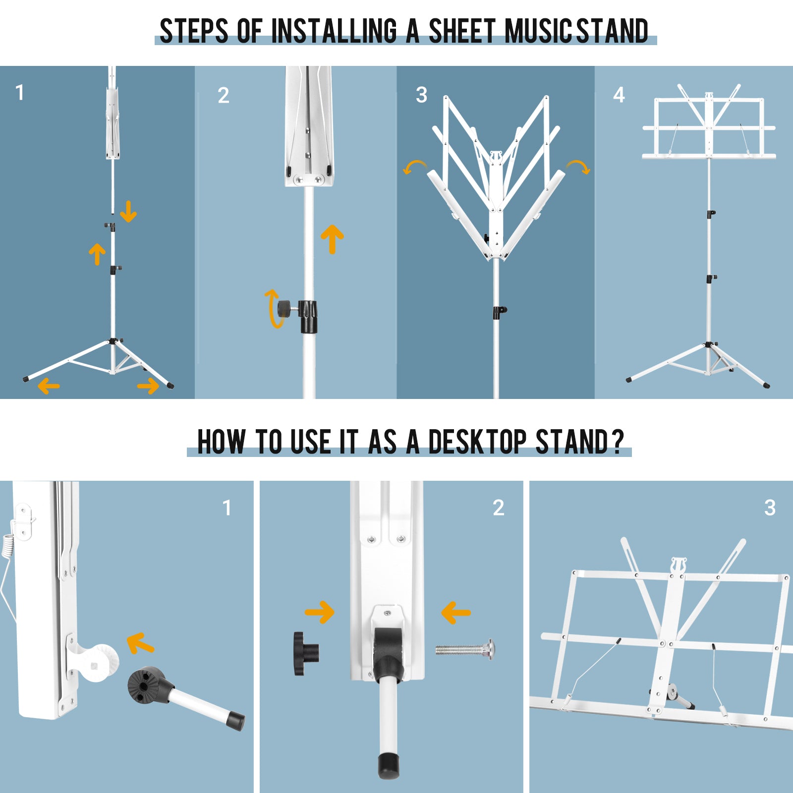 steps of installing a sheet music stand